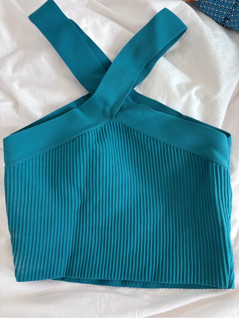 Sincerely Jules Teal Ribbed Crossback Crop Top